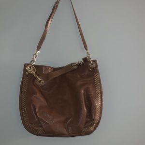 REBECCA MINKOFF Purse Brown & Gold 2 Straps 1 Exterior Pocket 3 Interior Pockets